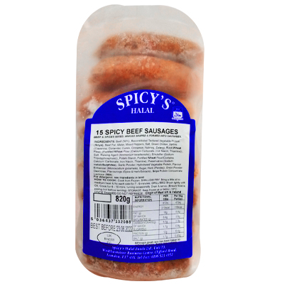 Spicys Halal 15 Spicy Beef Sausages