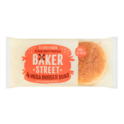 Baker Street Mega Burger Buns With Sesame Seeds 4Pk