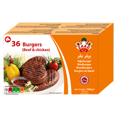 Zaad Beef Burgers & Chicken 36 Pcs