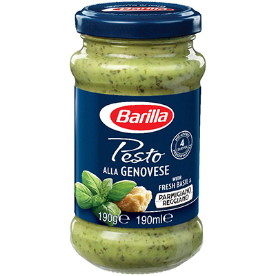 Barilla pesto sauce with basil