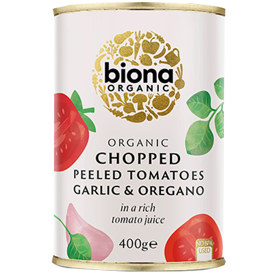 Biona organic chopped peeled tomatoes garlic & oregano