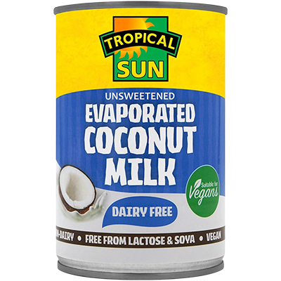 Tropical sun unsweetened evaporated coconut milk