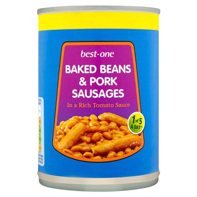 Best one baked beans & pork sausages