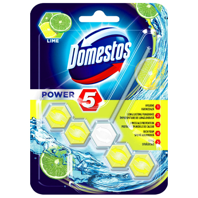 Domestos Power 5 Toilet Rim Block Lime Each