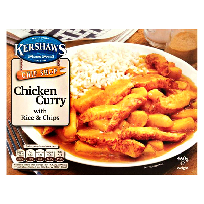 Kershaws Chip Shop Chicken Curry With Rice & Chips