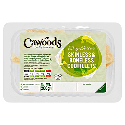 Cawoods Dry Salted Skinless & Boneless Cod Fillets