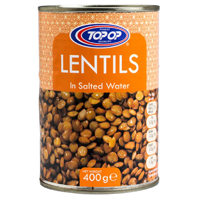 Top op Lentils in Salted water