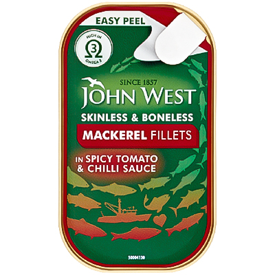 John West Mackerel Fillets In Spicy Tomato & Chilli Sauce