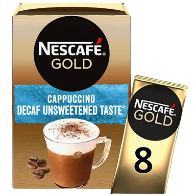 Nescafe Gold Cappuccino Decaf Unsweetened Taste Coffee Sachets