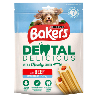 Bakers Dental Delicious Medium Dog Chews Beef