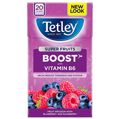 Tetley Super Fruits Boost Blueberry And Raspberry Tea Bags 20pk