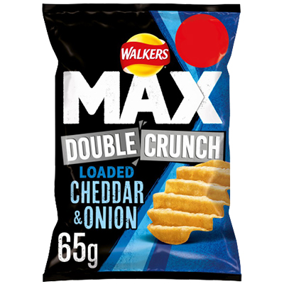 Walkers Max Double Crunch Loaded Cheddar & Onion Crisps