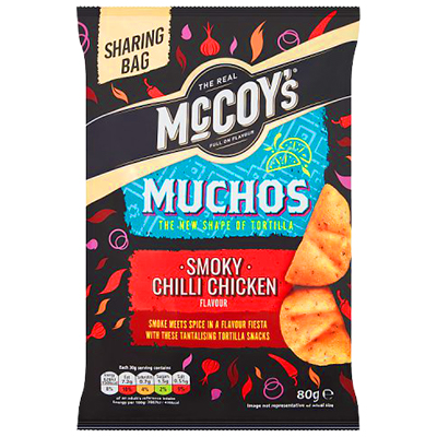 Mccoys Muchos Folded Crispy Tortilla Snacks Smoky Chilli Chicken Flavour