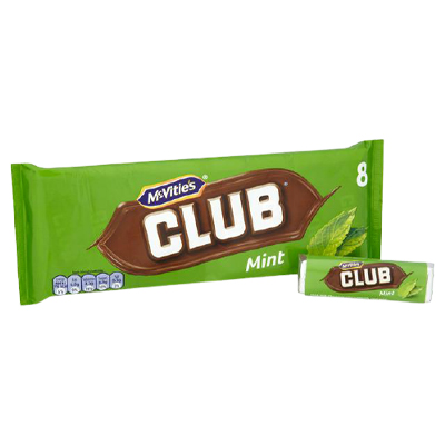 Mcvities Club Chocolate Bars Mint flavour