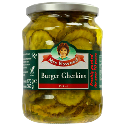 Mrs Elswood Burger Gherkins Pickled