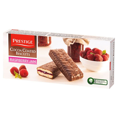 Chocolate Coated Biscuits With Raspberry Prestige