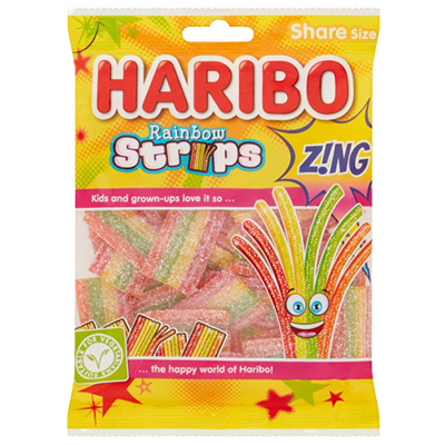 Haribo Rainbow Strips Zing Bag