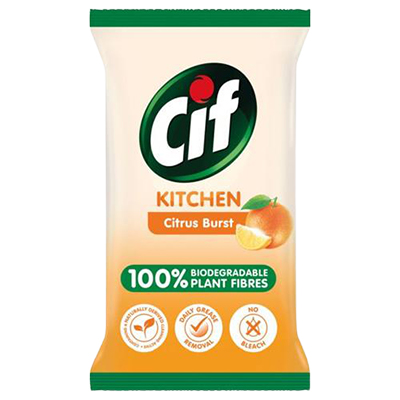 Cif Citrus Burst Kitchen Wipes 100% Biodegradable