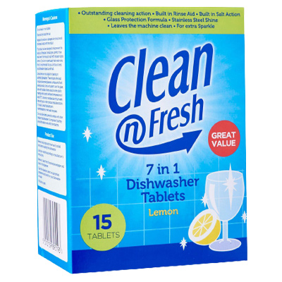 Clean & Fresh 7 In 1 Dishwasher Tablets Lemon 15 Tablets