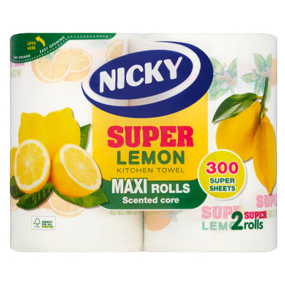 Nicky Super Lemon Kitchen Towel Maxi Rolls Scented Core