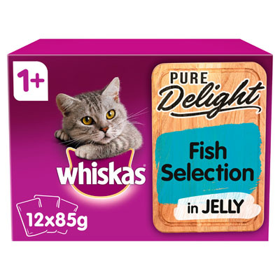 Whiskas Pure Delight Fish Selection In Jelly Adult Cat Food 12 Pouches