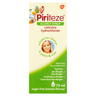 Piriteze Allergy Syrup Sugar Free Banana Flavour