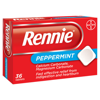 Rennie Peppermint Heartburn & Indigestion Relief Tablets