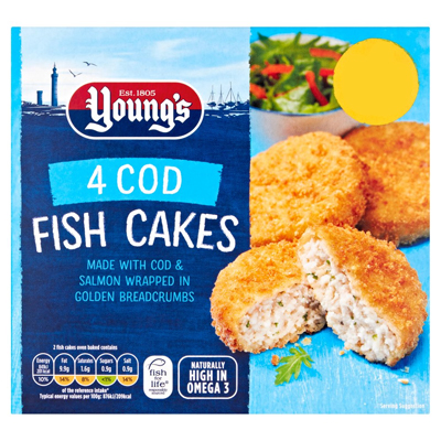 Youngs Cod Fish Cakes Frozen 4pk