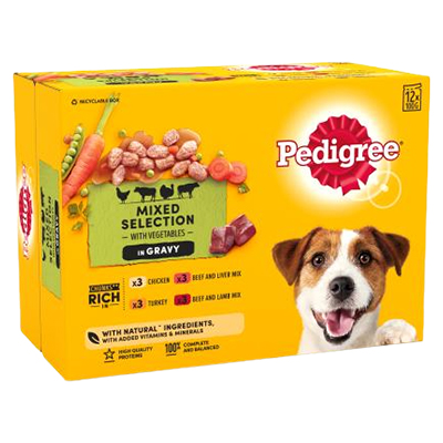 Pedigree Adult 12 Mixed Selection In Gravy Wet Dog Food Pouches