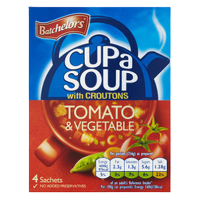 Batchelors Cup A Soup Tomato & Vegetable With Croutons 4pk