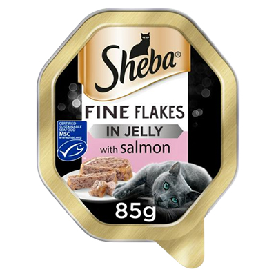 Sheba Fine Flakes Cat Tray With Salmon In Jelly