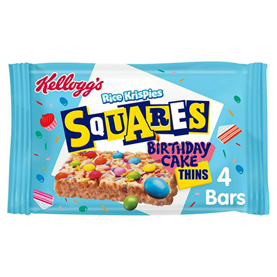 Kelloggs Rice Krispies Squares Birthday Cake Thins Cereal Bars