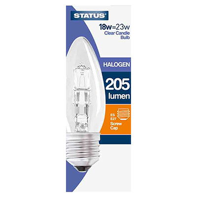 Status 18W Es E27 Energy Saving Halogen Dimmable Candle Light Bulbs