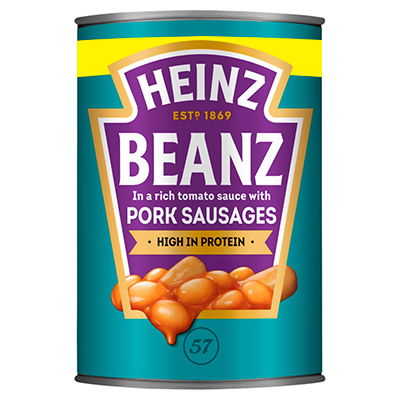 Heinz Beanz in a Rich Tomato Sauce with Pork Sausages