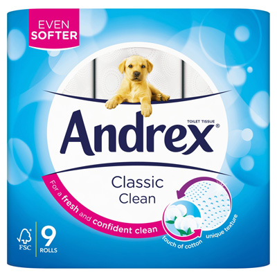 Andrex Classic Clean Toilet Tissue 9 Rolls