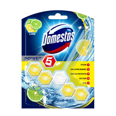 Domestos Power 5 Toilet Rim Block Lime Each