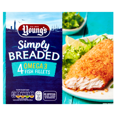 Youngs Simply Breaded 4 Omega 3 Fish Fillets