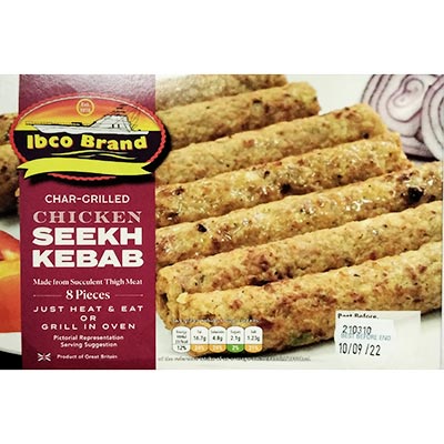 Ibco Brand Chargrilled Chicken Seekh Kebab 8 Per Pack