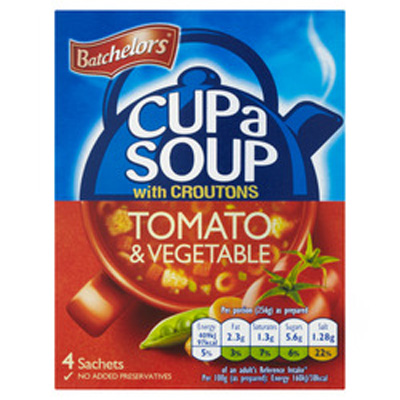 Batchelors Cup A Soup Tomato & Vegetable With Croutons 4pk