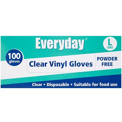 Everyday 100 Clear Vinyl Gloves Large