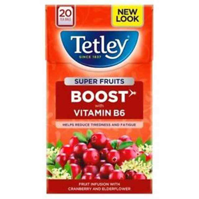 Tetley Super Fruits Boost Cranberry & Elderflower Tea Bags 20pk