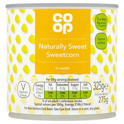 Co-op Naturally Sweet Sweetcorn In Water