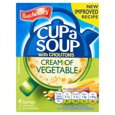 Batchelors Cup A Soup Cream Of Vegetable With Croutons