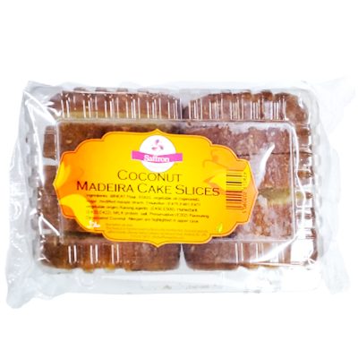 Saffron Coconut Madeira Cake Slices