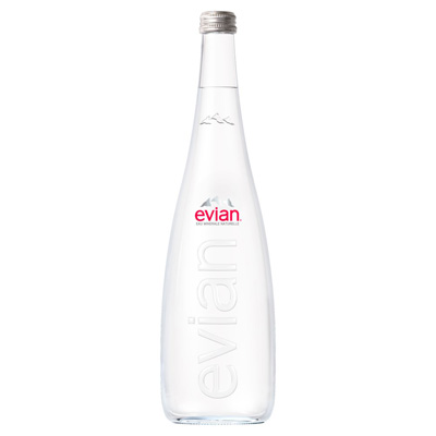 Evian Glass Water Bottle