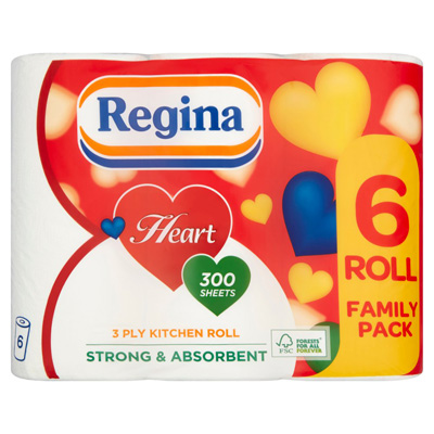 Regina Heart 3 Ply Kitchen Roll