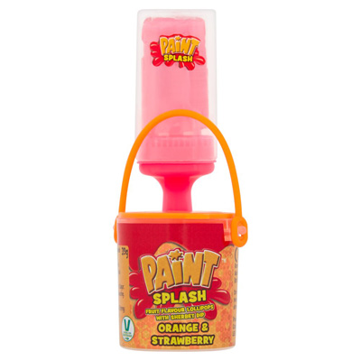 Paint Splash Fruit Flavour Lollipops With Sherbet Dip Orange & Strawberry