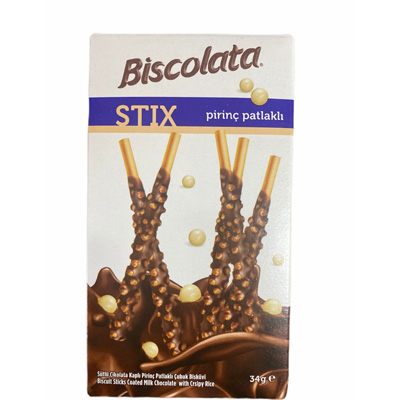 Biscolata Stix Biscuits Sticks Coated in Milk Chocolate with Crispy Rice