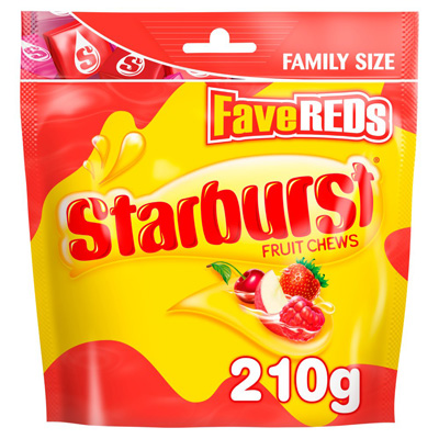 Starburst Fave Reds Fruit Chews Sweets Family Size Pouch Bag