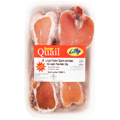 Ibco Frozen Quails Whole Skin Off 4pc